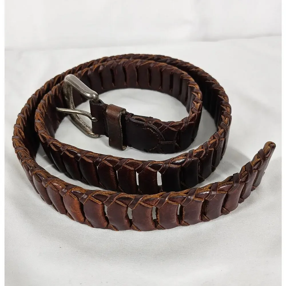 REWARD BRAND GENUINE LEATHER BRAIDED BELT SIZE 36 - DARK BROWN